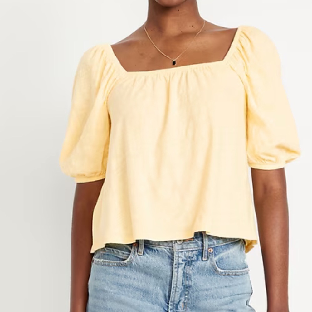 Women’s Old Navy Square Neck Yellow Puff Sleeve Top